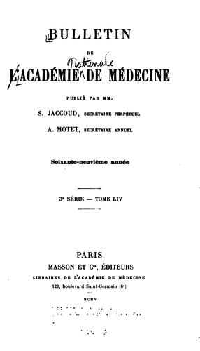 Bulletin de l'academie de medecine