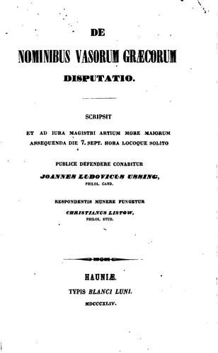 De Nominibus vasorum graecorum diputatio
