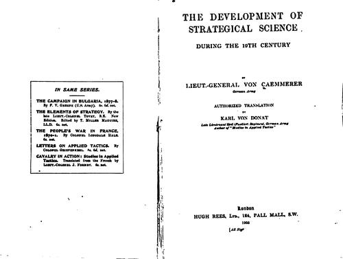 The Development of Strategical Science During the 19th Century