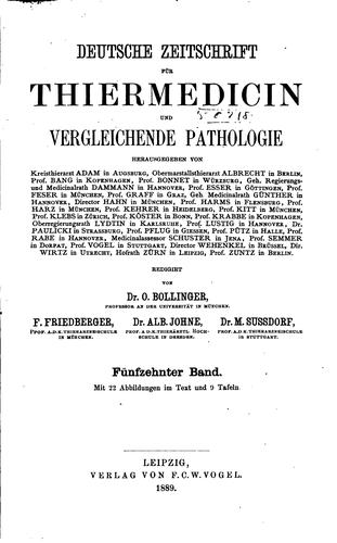 Deutsche Zeitschrift für Thiermedicin und vergleichende Pathologie