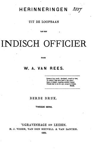 Herinneringen uit de loopbaan van een Indisch officier