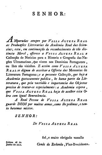 Collecção de notícias para a história e geografia das nações ultramarinas, que vivem nos ...