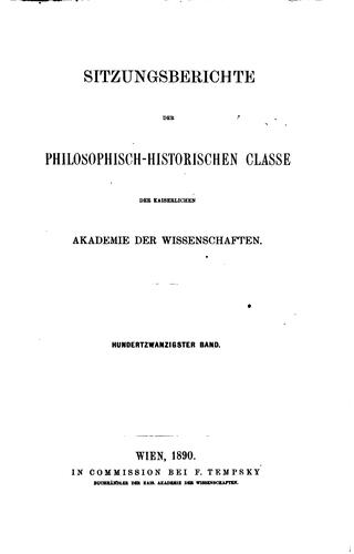 Sitzungsberichte der philosophisch-historischen Classe der kaiserlichen ...