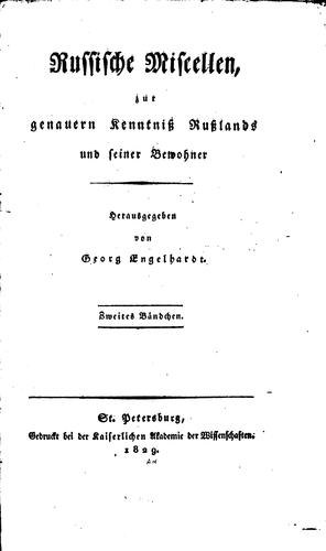 Russische Miscellen zur Genauern Kenntniss Russlands und seiner Bewohner