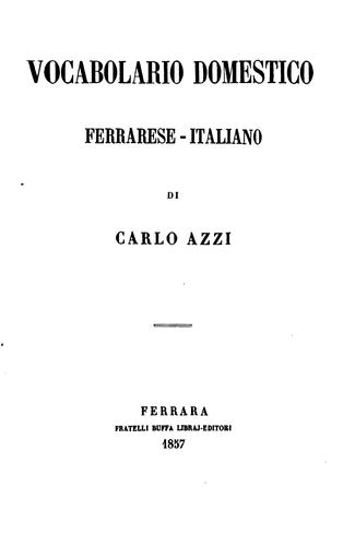 Vocabolario domestico ferrarese-italiano