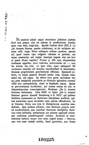 De latinitate L. Annaoi Senecae philosophi ...