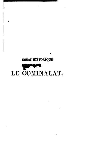 Essai historique sur le Cominalat dans la ville de Digne: institution minicipale provencale des ...