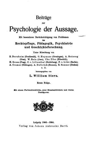 Beiträge zur Psychologie der Aussage