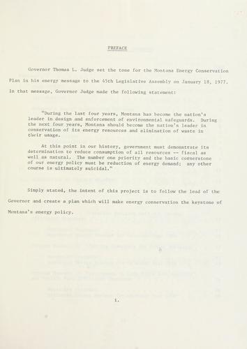 The Montana energy conservation plan