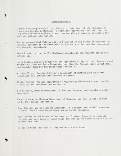 The Montana travel industry, 1983