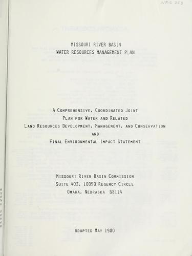 Missouri River Basin water resources management plan