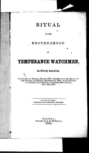 Ritual of the Brotherhood of Temperance Watchmen in North America