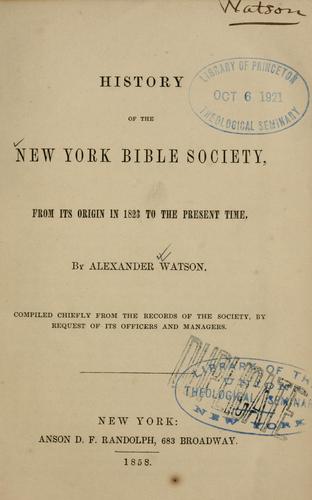 History of the New York Bible society