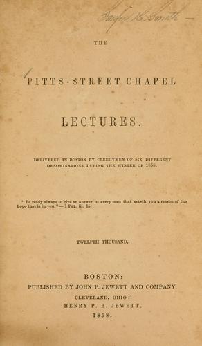Pitts-Street Chapel lectures