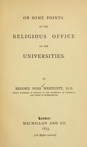 On some points in the religious office of the universities ...