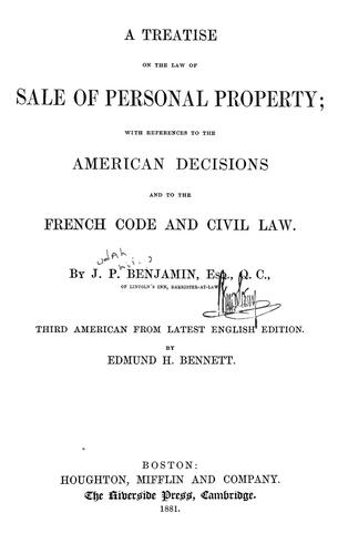 A treatise on the law of sale of personal property