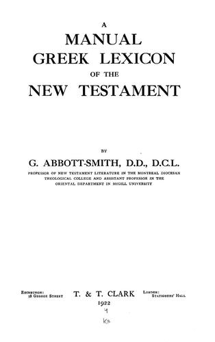 A manual Greek lexicon of the New Testament