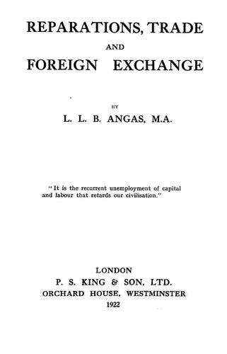 Reparations, trade and foreign exchange