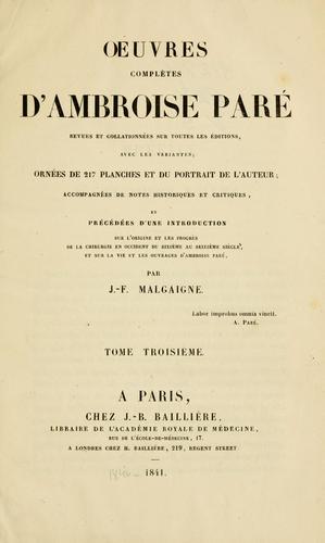 Œuvres complètes d'Ambroise Paré