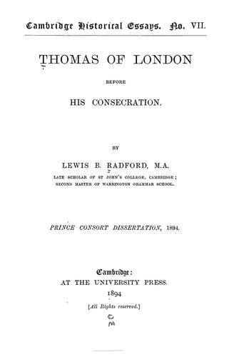 Thomas of London before his consecration.