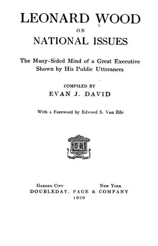 Leonard Wood on national issues