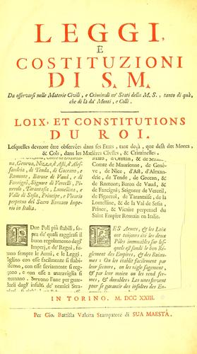 Leggi e costituzioni di S. M.