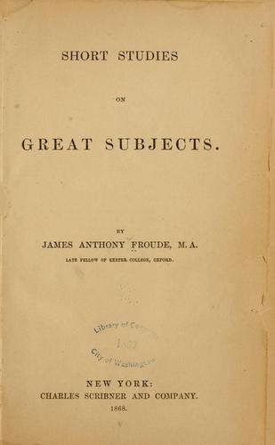 Short studies on great subjects.