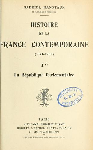 Histoire de la France contemporaine (1871-1900)
