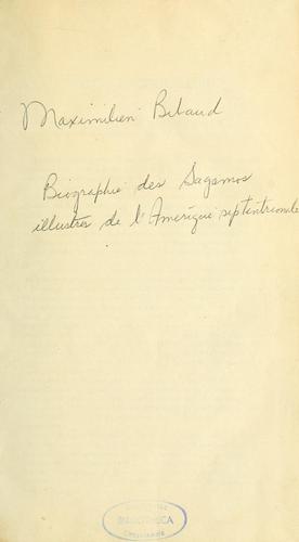 Biographie des sagamos illustrés de l'Amérique Septentrionale