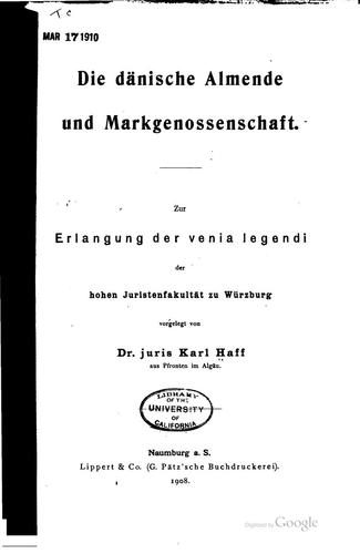 Die dänische Almende und Markgenossenschaft.