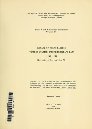 Summary of North Pacific weather station bathythermograph data, 1943-1952