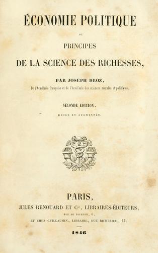 Économie politique, ou, Principes de la science des richesses