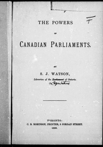 The powers of Canadian parliaments