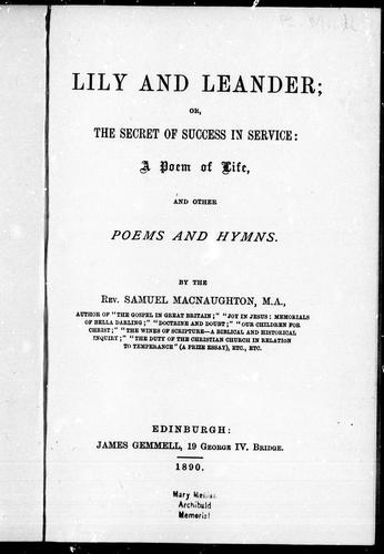 Lily and Leander, or, The secret of success in service