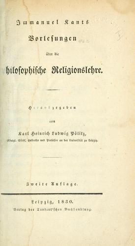 Vorlesungen über die philosophische Religionslehre
