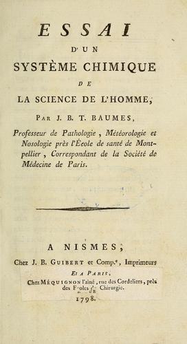 Essai d'un syste chimique de la science de l'homme