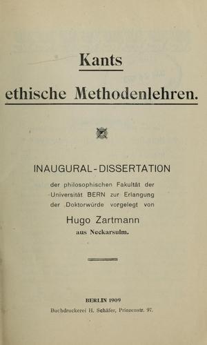 Kants ethische Methodenlehren.