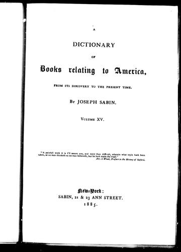 A dictionary of books relating to America