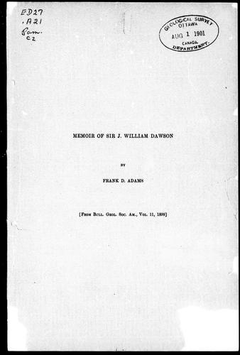 Memoir of Sir J. William Dawson