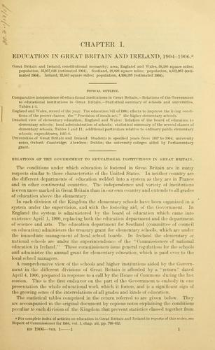 Education in Great Britain and Ireland, 1904-1906