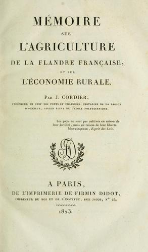 Mémoire sur l'agriculture de la Flandre française et sur l'économie rurale