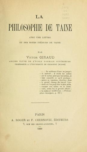 La philosophie de Taine