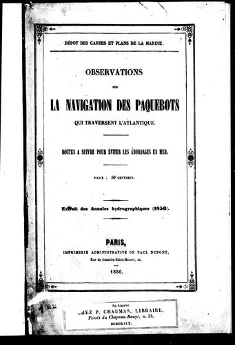 Observations sur la navigation des paquebots qui traversent l'Atlantique