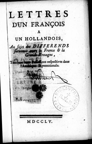 Lettres d'un François a un Hollandois