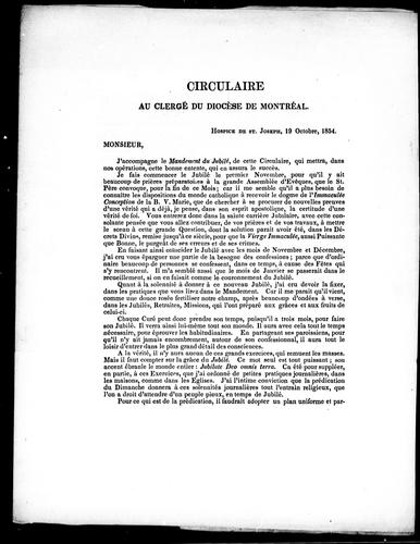 Circulaire au clergé du diocèse de Montréal