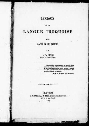Lexique de la langue iroquoise