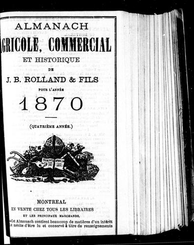 Almanach agricole, commercial et historique de J.B. Rolland & fils pour l'année 1870