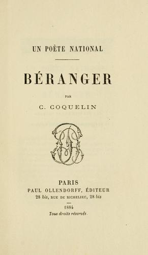 Béranger, un poete national