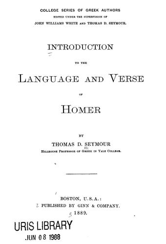 Introduction to the language and verse of Homer