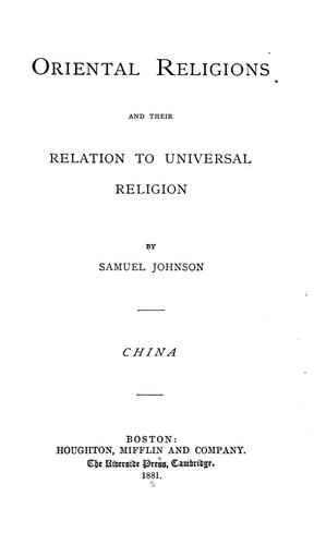 Oriental religions and their relation to universal religion